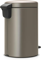 NewIcon Pedal Bin 12L (Platinum) Soft-Closure Rubbish Waste Bin, Removable Inner Bucket + Bin Bags