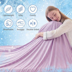 Cooling Throw Blanket for Summer, Q-Max >0.4 Night Sweats Throw Blanket Thin, Keep Cooling Breathable Summer Blanket, Single Bed, Sofa,127x177cm, Striped Lavender
