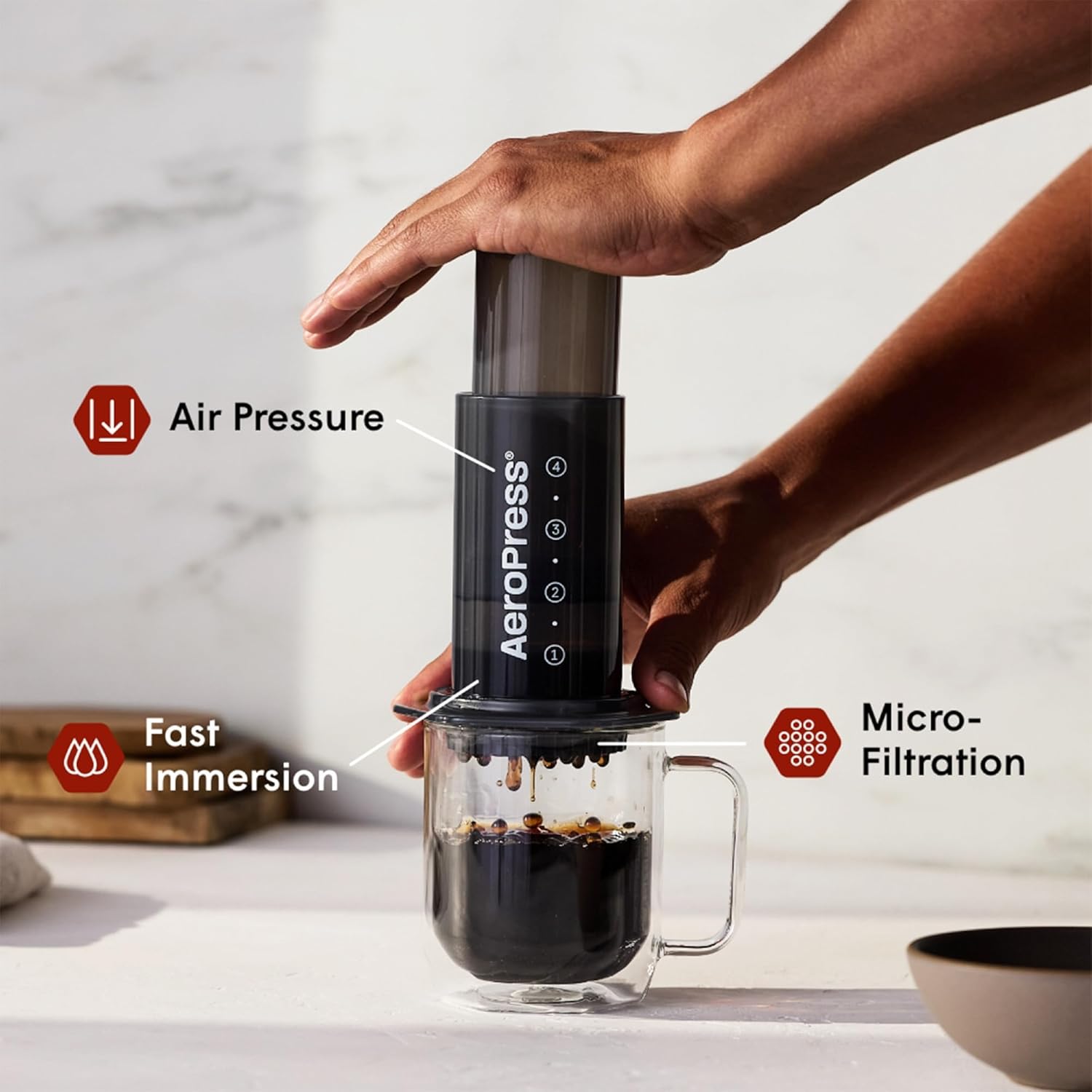 Original Coffee and Espresso-style Maker, Barista Level Portable Coffee Maker with Chamber, Plunger, & Filters, Quick Coffee and Espresso Maker Secondary image