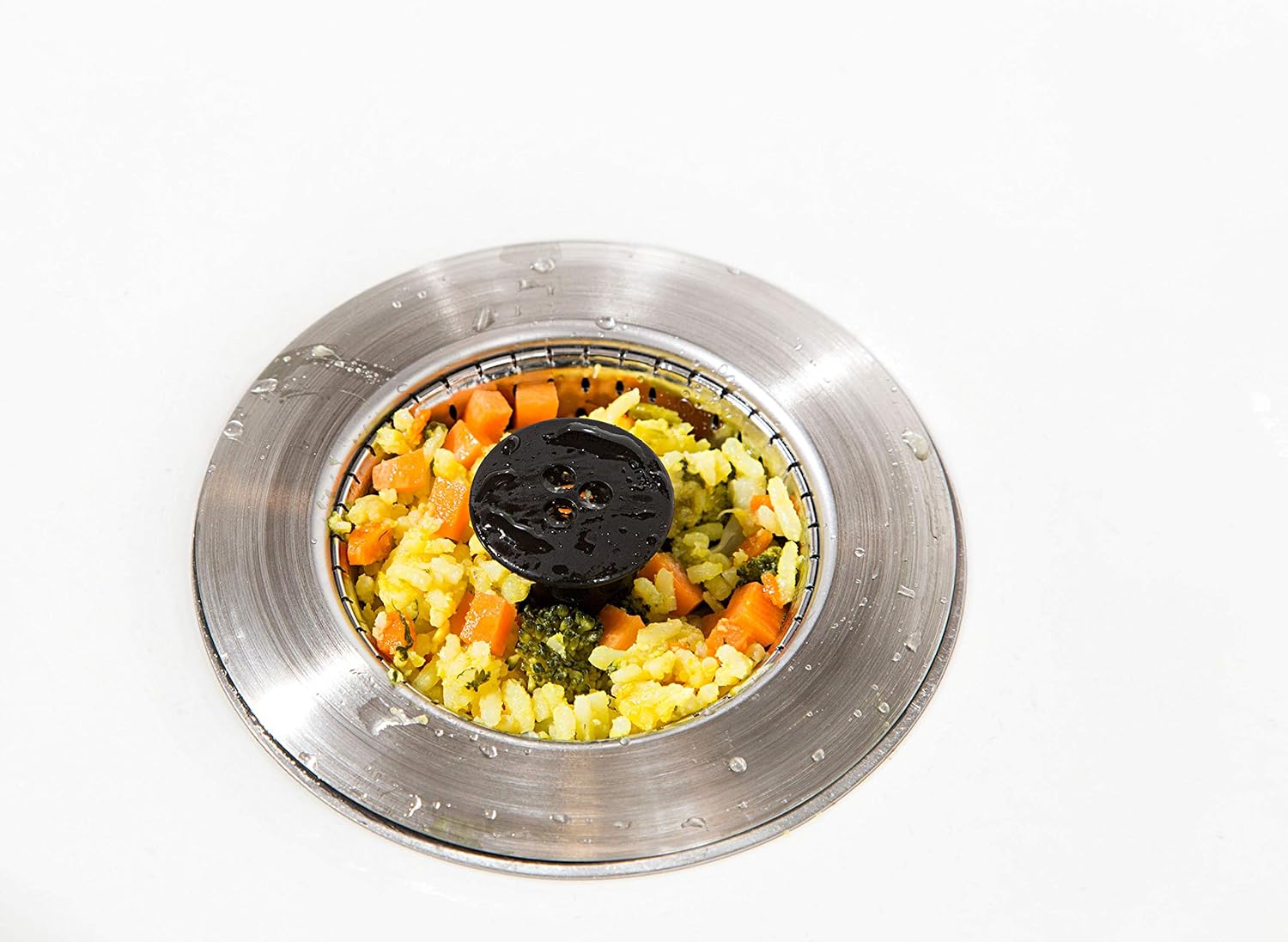 Revolutionary Clog-Free Sink Strainer Basket with Stopper, Stainless Steel