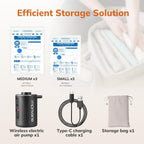 Vacuum Compression Storage Bags for Clothes - 6 Pack Reusable Space Saver Bags with Wireless Electric Air Pump for travel (3 Medium + 3 Small)