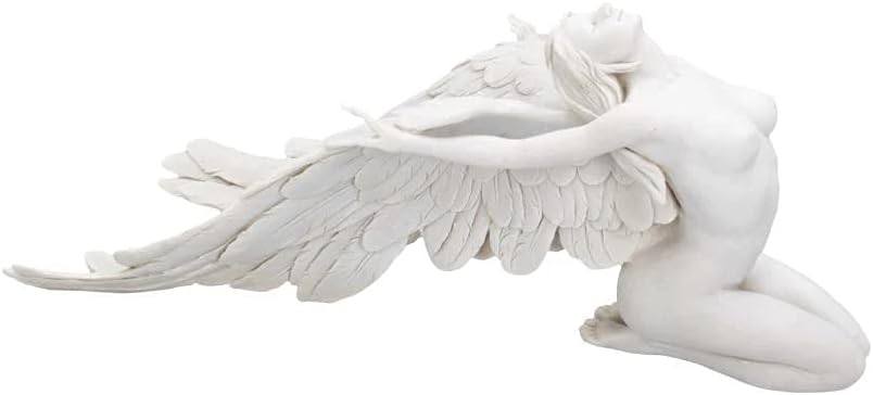 Angels Freedom Figurine 40cm, Resin, White, Angel Figurine, Kneeling Angel Design, Angelic Spiritual Decor, Cast in the Finest Resin, Painstakingly Hand-Painted