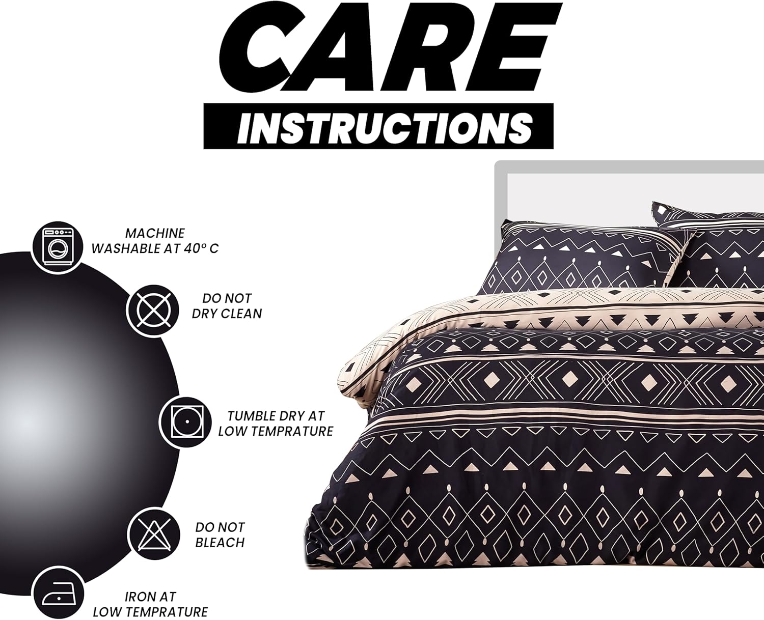 Super Soft Flannel Duvet Cover Set Quilt Bedding Covers with Pillowcases Luxurious Colourful Checked Printed Design Reversible Pattern for Comfort Sleep, Oslo Black Double