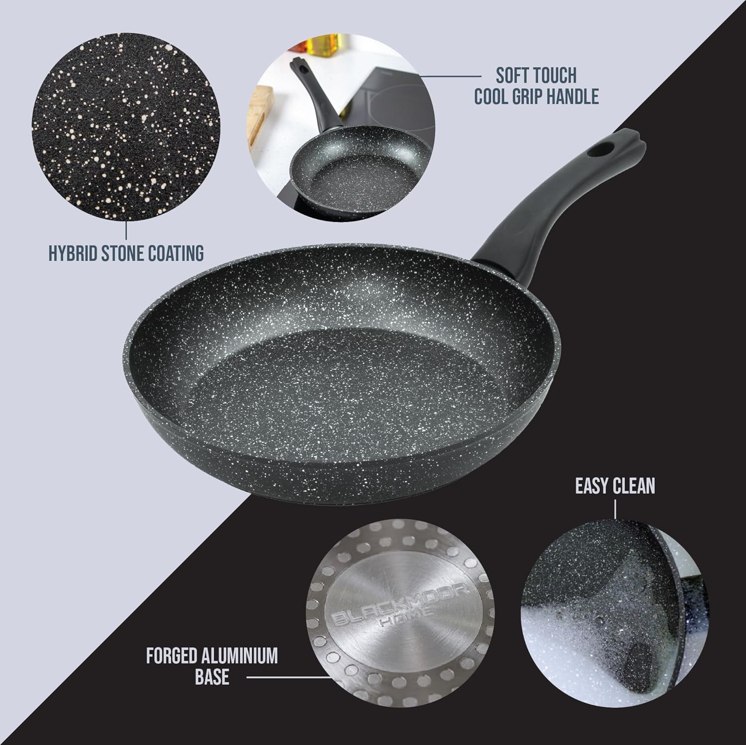 67090 Classic 26cm Frying Pan/Non-Stick Coating/Cool Touch Handle/Suitable for Induction, Electric and Gas Hobs/Black Colour