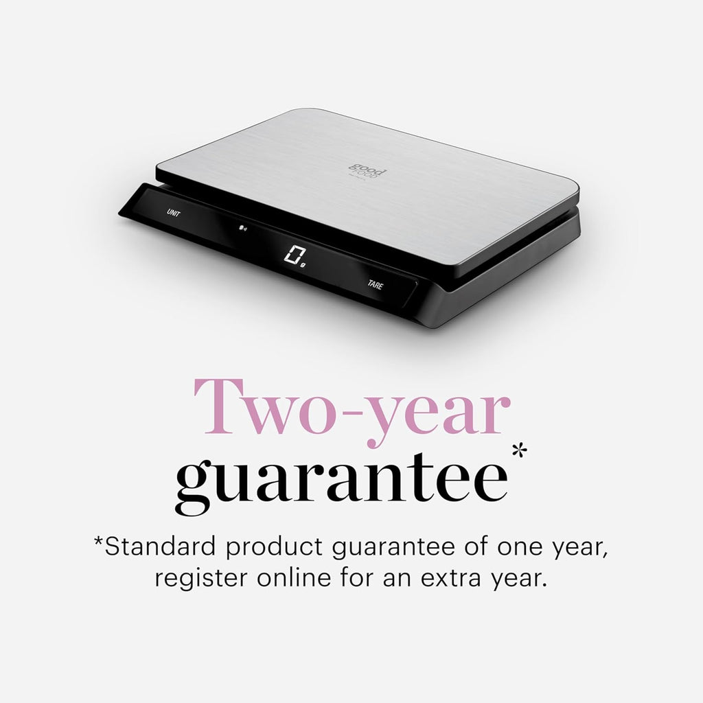 GF876009 Good Food in partnership with Tower Digital Intelli Kitchen Scale, Voice Control, LED Display, USB Rechargeable, 15kg Capacity, Black & Stainless Steel, 19.45