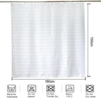 White Jacquard Shower Curtain for Bathroom Tub, Waterproof Fabric with Plastic Hooks, 71" W x 59" L /180x150cm