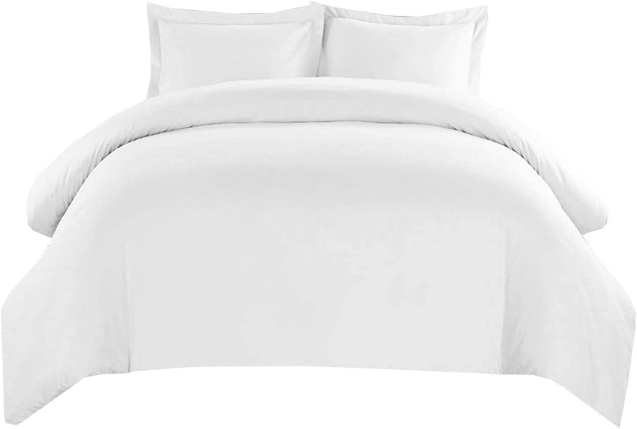 Hotel Quality 1000 Thread Count 100% Egyptian Cotton Double Size Zipper Closure Duvet Cover With 2pc Pillow Shams Premium 3PC Duvet Set (Double, White, Solid)