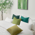 Green Cushion Covers 45cm x 45cm for Livingroom Large Fluffy Cushions Sofa Scatter Decorative Velvet Pillow Cover 18 x 18 inch Set of 4 for Bedroom