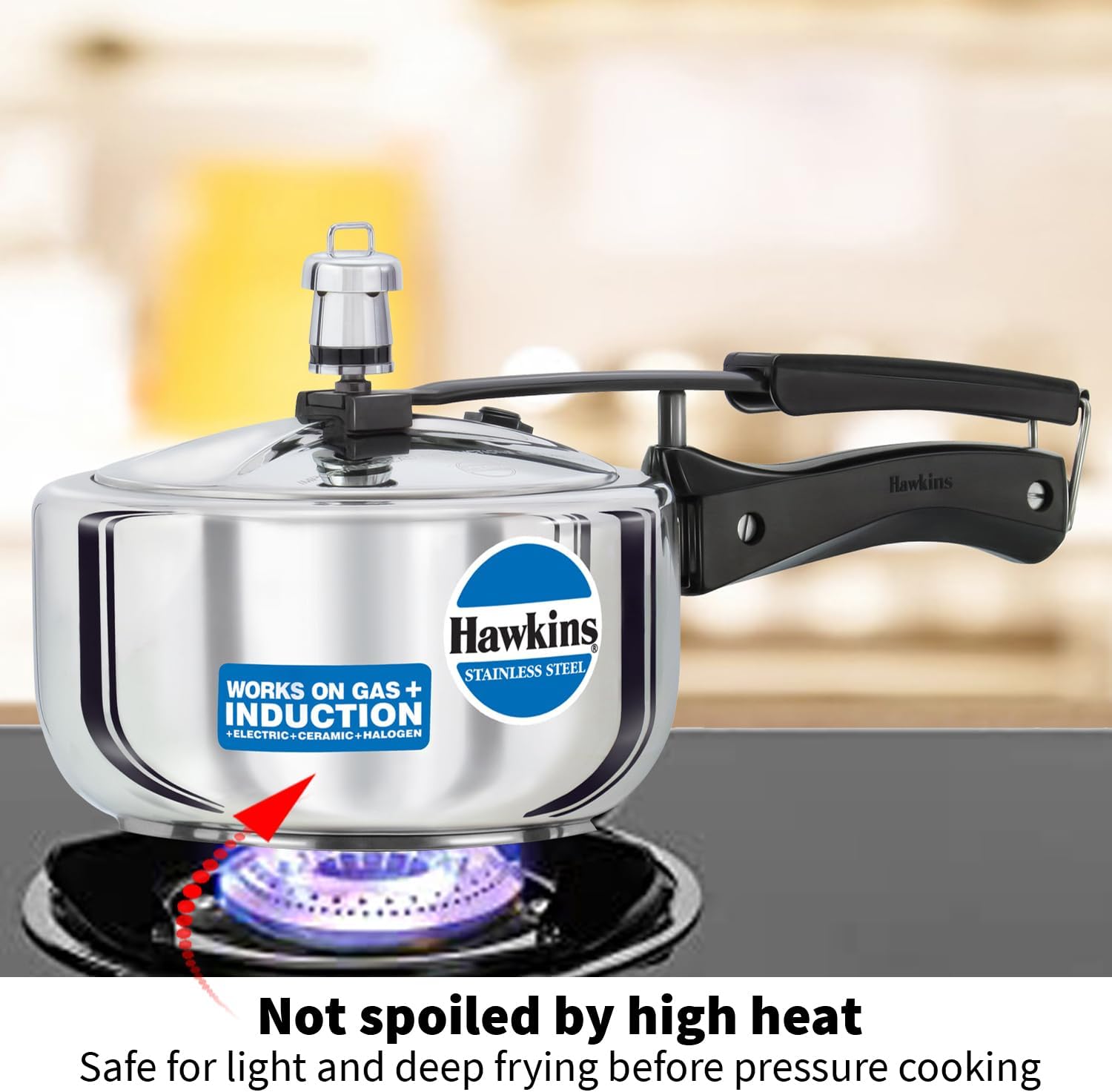 Hawkins Stainless Steel Induction Compatible Pressure Cooker, 2 Litre, Silver (HSS20)