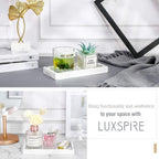 Bathroom Vanity Tray, Resin Dresser Jewelry Ring Dish Tank Storage Kitchen Countertop Organiser Plate Holder for Perfume Candles Soap Towel Plant Bathroom Accessories, Mini, Gravel White