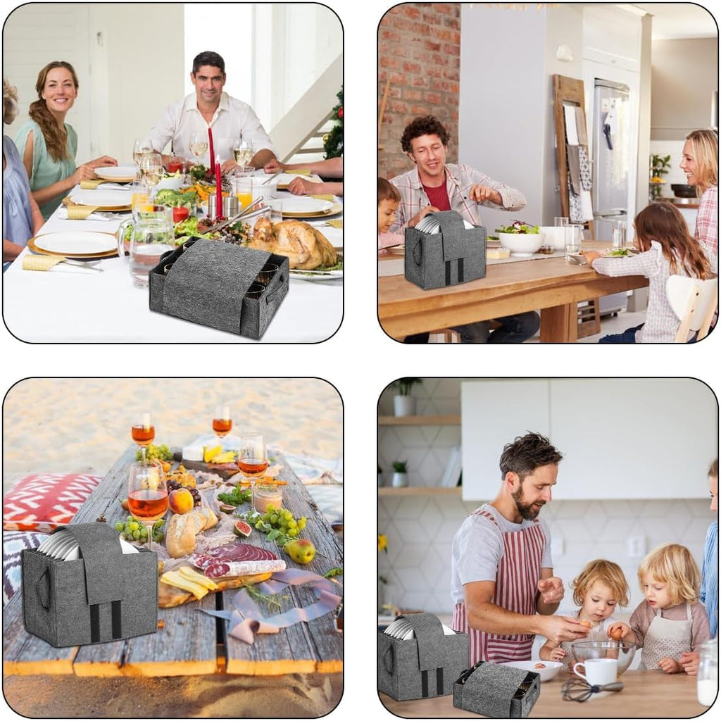 2 PCS Plate Cup Storage Box, Caravan Plate Holder, Camping Storage Bag, Plate and Cup Storage, for Protecting Motorhome Cupboard Kitchen Cookware