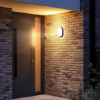 Eco Outdoor LED Bulkhead Light with PIR Motion Sensor, Decorative Exterior Lighting, Oval, Black, IP54, 10W, 700lm, 4000K, EBEO10P40