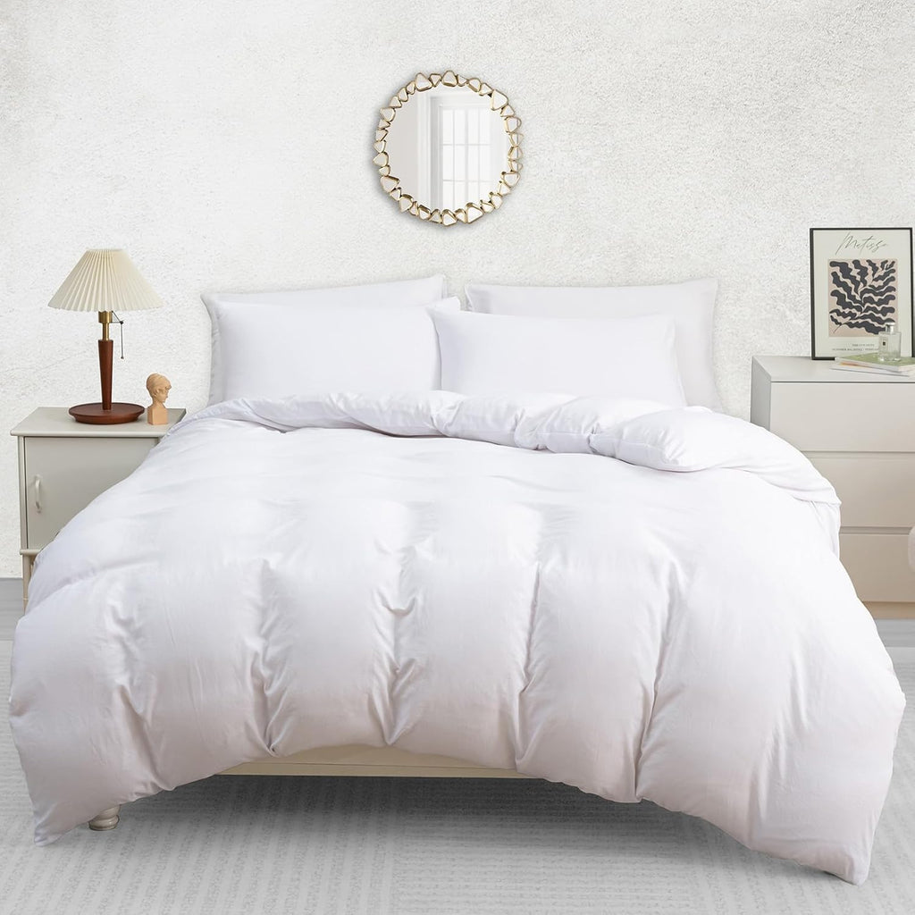 Double Duvet Cover Set - Pre-Washed Microfibre Bedding Set for Added Softness & Comfort - Lightweight Premium Quilt Cover Set for All Seasons With Zipper Closure