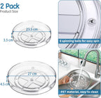 2 Pcs Lazy Susan Turntable Cupboard Organiser(27+23.5cm), Rotating spice rack Fridge turntable organiser, spinning cupboard organiser, turntable storage 9.3+10.6 Inch for Cabinet,Fridge,Pantry