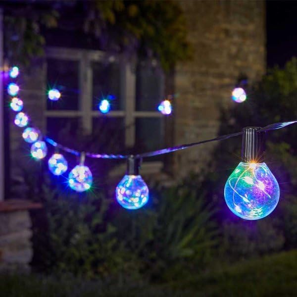 Multi Coloured Outdoor Lights 14M/45FT Festoon Light Outdoor Garden Lights Main Powered Waterproof Christmas Lights Decorations for Home Fence Gazebo Patio Parties Wedding Parties Main image