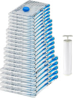Vacuum Compression Zipper Storage Bags with Hand Pump, 20 Count, 4 Pack of 5 (Small, Medium, Large & Jumbo), Multiple, Clear