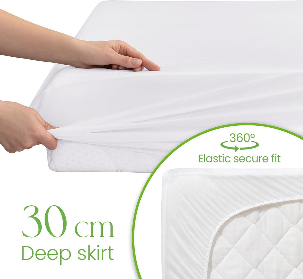 Waterproof Bamboo Mattress Protector 150x200cm – 100% Bamboo – Soft, Breathable, Deep Cooling Mattress Protector King Size