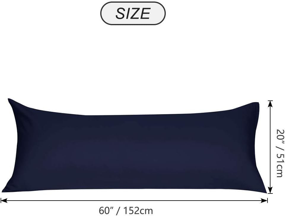 Soft Brushed Microfiber Body Pillow Cover with Zipper Closure, Bolster Pillow Cases Long Pillow Cases for Body Pillow Navy 20"x60" (5ft)