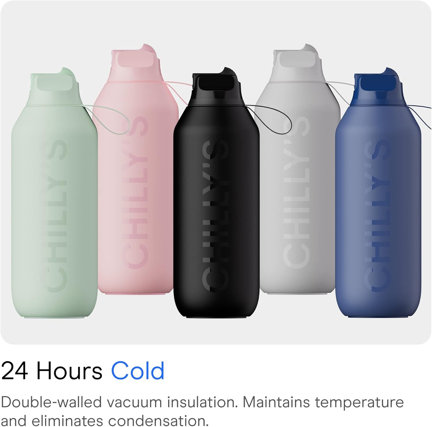 Series 2 Flip Water Bottle with Sports Lid, Telescopic Straw and Nylon Carry Loop - Easy Flip Lid, Straw Cleaning Brush Included