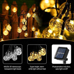 Solar Garden Lights Outdoor, 36ft 60 LED String Lights Waterproof, Solar Powered Crystal Ball Indoor/Outdoor Fairy Lights Decorative Lights for Garden, Patio, Yard, Parties (Warm White)