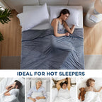 Cooling Blanket for Night - Summer Blanket with Rayon Derived from Bamboo, Dual Sided Lightweight Cool Blanket with Arc-chill Cooling Fiber for Hot Sleepers Queen, Blue, 220x240 cm