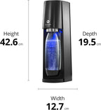 Electric Terra Sparkling Water Maker, 3 Carbonation Settings, Quick Connect CO2, Includes 60L Gas Cylinder, BPA-Free Bottle, Black