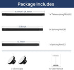 Matte Black Shower Curtain Pole 84 to 183 cm, 1 Inch Extendable Tension Rods for Curtains No Drill, Shower Rail for Bathroom, Closet, Window, Room Divider, Never Rust, Non Slip