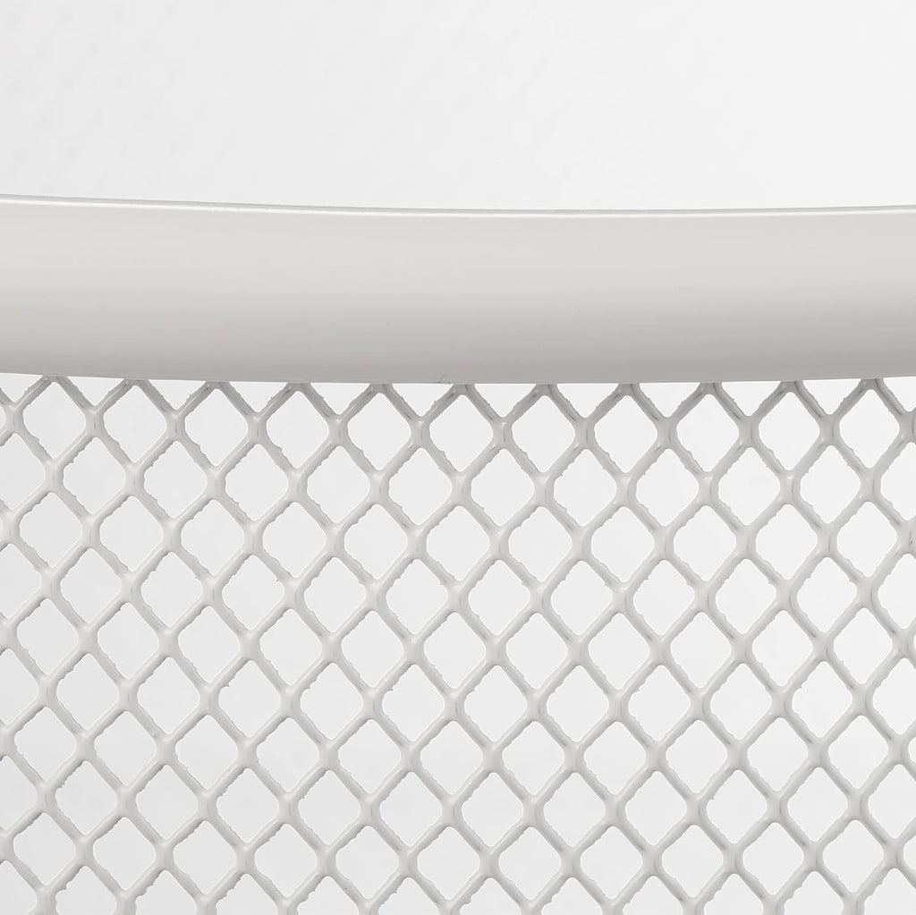 Wastebasket, Wastepaper, Office & Home, Round, Wire Mesh, Paper Bin, Metal, H x D: 24 x 23 cm, White, Steel