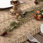 Boho Christmas Table Runner Macrame Farmhouse 95 Inch Burlap Jute Bamboo Coffee Table Runner Rustic Table Cover Dresser Scarf for Christmas Dining Kitchen Table Centerpiece Decor