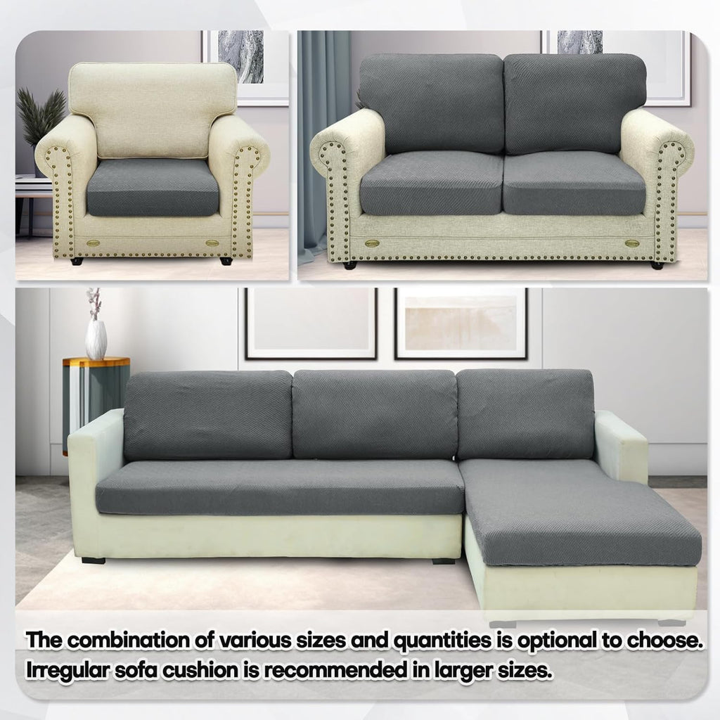 Stretch Sofa Seat Cushion Cover, Fitted Sofa Cushion Slipcovers, Couch Cushion Covers, Replacement for Individual Cushion Furniture Protector (Large 1 Seater, Light Gray)