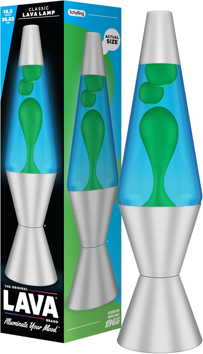 Lava Lamp 2124, Green Wax, Blue Liquid, Silver Base and Cap, Original 14.5 inch LAVA® Motion Lamp to Illuminate Your Mood Main image