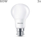 LED Frosted A60 Light Bulb 3 Pack (Warm White 2700K - B22 Bayonet Cap) 60W, Non Dimmable for Home Indoor Lighting, Value Range