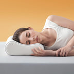 Contour Memory Foam Pillow Ergonomic Head Neck Support Pillows, Bed Pillow with 30% bamboo + 70% polyester Cover, for Side, Back, Stomach Sleepers, White 60×33×12/10cm