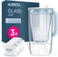 Glass Water Filter Jug Light Blue (2.5L) Starter Pack inc. 3x MAXTRA PRO Pure Performance - Premium Glass jug with easy-filling Flip-Lid and Indicator - in sustainable Smart Box packaging