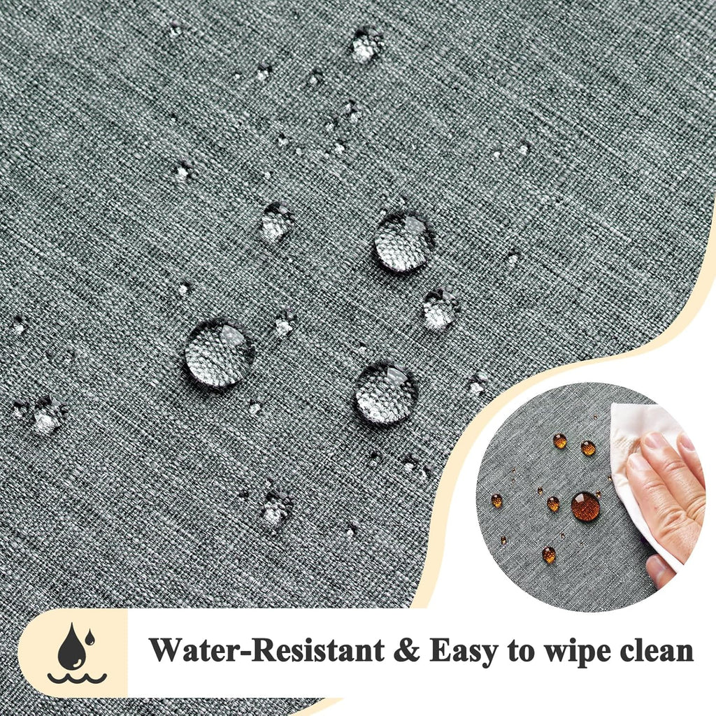 AooHome Tablecloth Round Φ120cm Grey, Wipe Clean Tablecloths Washable Polyester Faux Linen Tablecloth Water-repellent with Lotus-effect, Durable Scratch Resistant for Dining room, Balcony, Garden