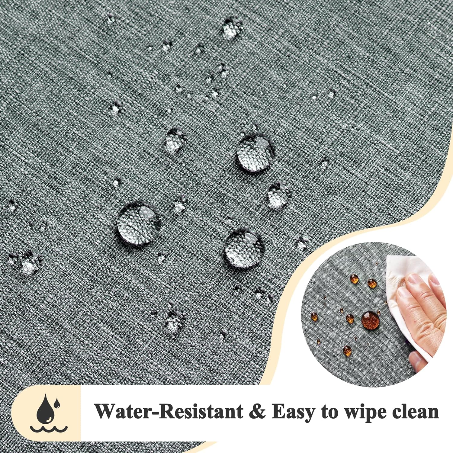 AooHome Tablecloth Round Φ120cm Grey, Wipe Clean Tablecloths Washable Polyester Faux Linen Tablecloth Water-repellent with Lotus-effect, Durable Scratch Resistant for Dining room, Balcony, Garden