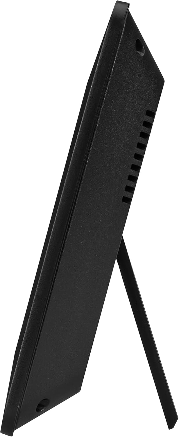 Dostmann Digital Wall Clock, 60.4519.01, Radio-Controlled Clock with Indoor Temperature, Day of the Week (8 Languages), Date, Time Zone Setting, Black, Plastic, (L) 215 x (W) 160 x (H) 26 (68) mm
