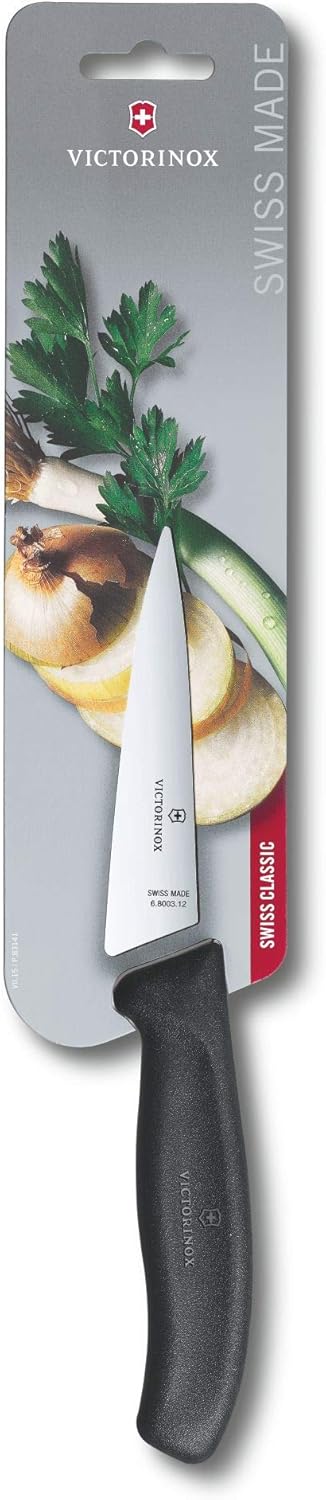 Swiss Classic, Carving Knife, Extra Sharp Blade, Straight Edge, 12 cm, Stainless Steel, Black