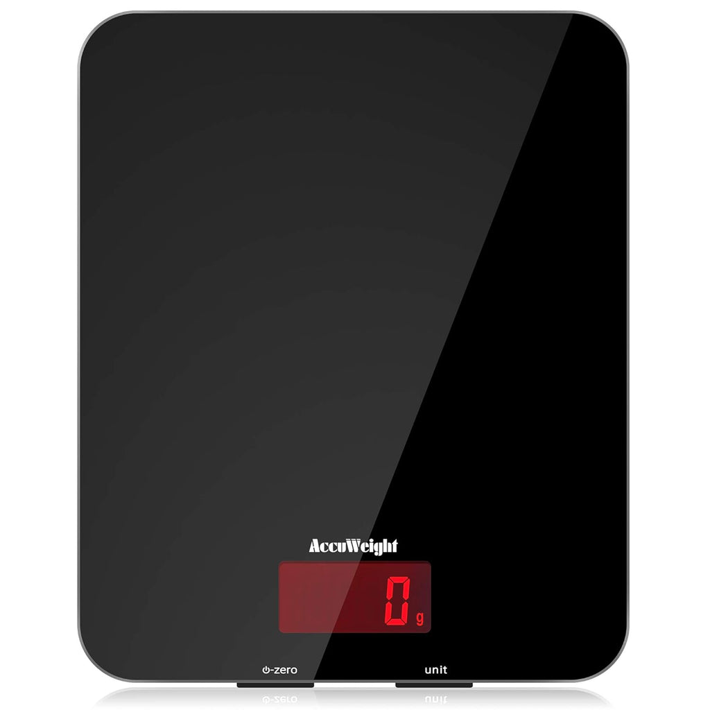 201 Digital Kitchen Scales with Tempered Glass Platform (Batteries included), Electronic Weighing Food Scale with Backlit LCD, Multifunction for Office School Home Baking Cooking, 5kg/11lb