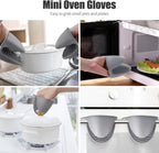 Oven Gloves, Sopito Set of 6 Silicone Oven Mitts 446°F Heat Resistant with Pot Holders for Kitchen Baking Grilling Microwave, Grey