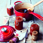 Signature Enamelled Cast Iron Saucepan with Anti Drip Pouring Lip and Vented Lid, for All Hob Types, 20 cm, 2.5 litres, Cerise, 21181200602430