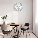 Version 3.0 Metal Day of The Week Wall Clock for Seniors 12 Inch, Silent Non Ticking Modern Silver Wall Clocks for Living Room Decor Bedroom Home, Ideal Retirement Gift for Men & Women