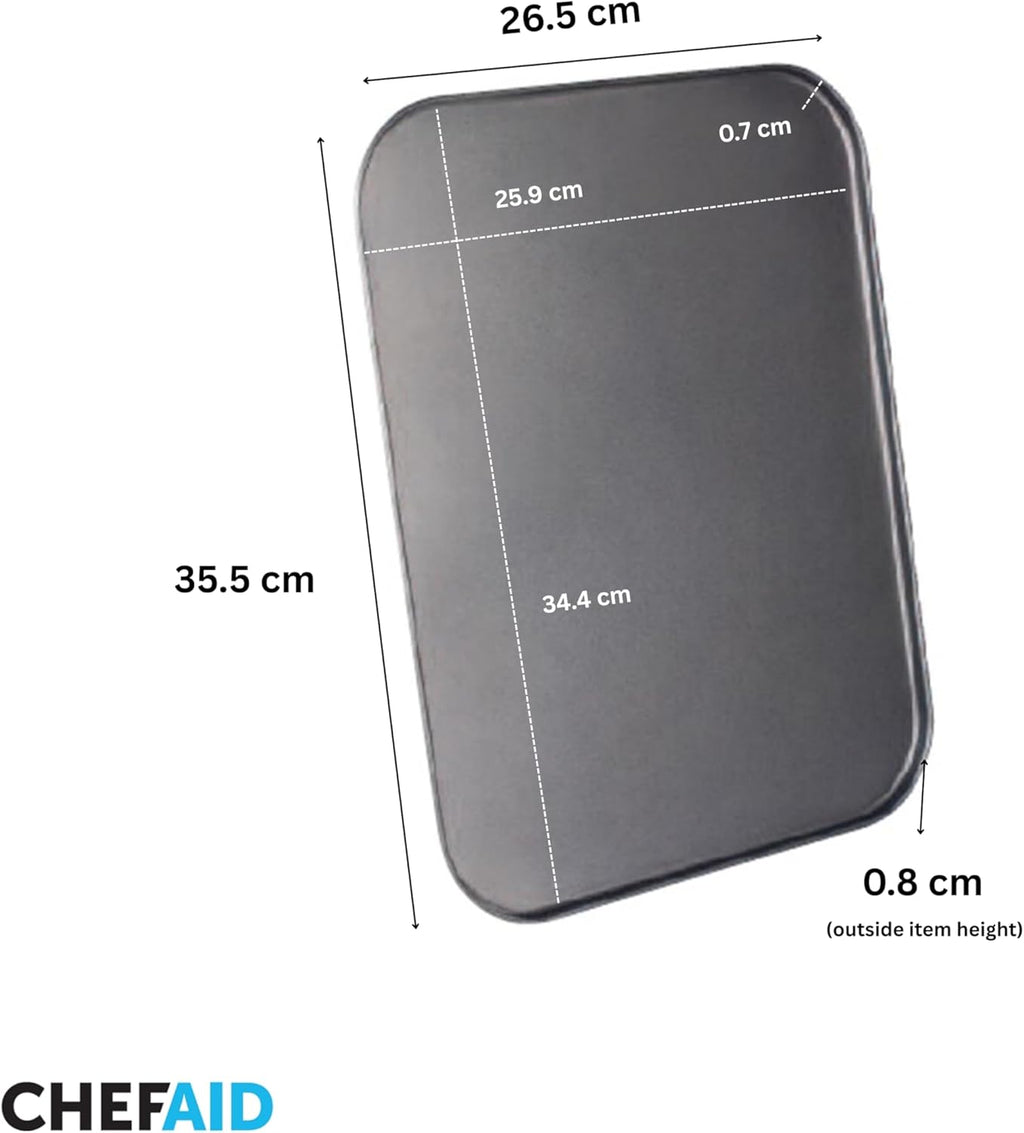 Non-Stick Cookie Sheet, Baking Tray for Biscuits, Cookies & Gingerbread, Heavy-Duty Bakeware, Easy Clean, 35.5 x 26.5 x 0.8 cm, Grey