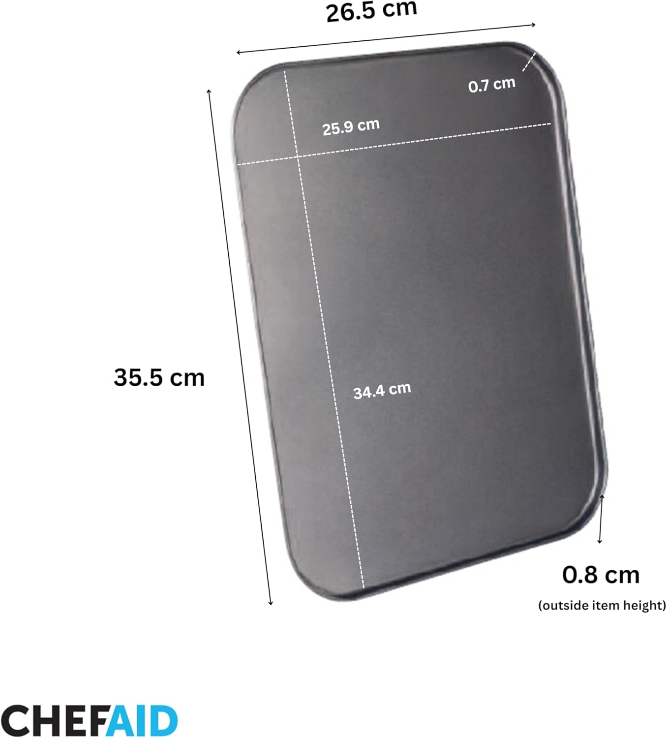 Non-Stick Cookie Sheet, Baking Tray for Biscuits, Cookies & Gingerbread, Heavy-Duty Bakeware, Easy Clean, 35.5 x 26.5 x 0.8 cm, Grey