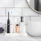 Bathroom Vanity Tray, Resin Dresser Jewelry Ring Dish Tank Storage Kitchen Countertop Organiser Plate Holder for Perfume Candles Soap Towel Plant Bathroom Accessories, Mini, Gravel White