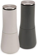 Milltop Non-Spill Salt and Pepper Mill Set Refillable with Ceramic Grinding, White/Grey, 24