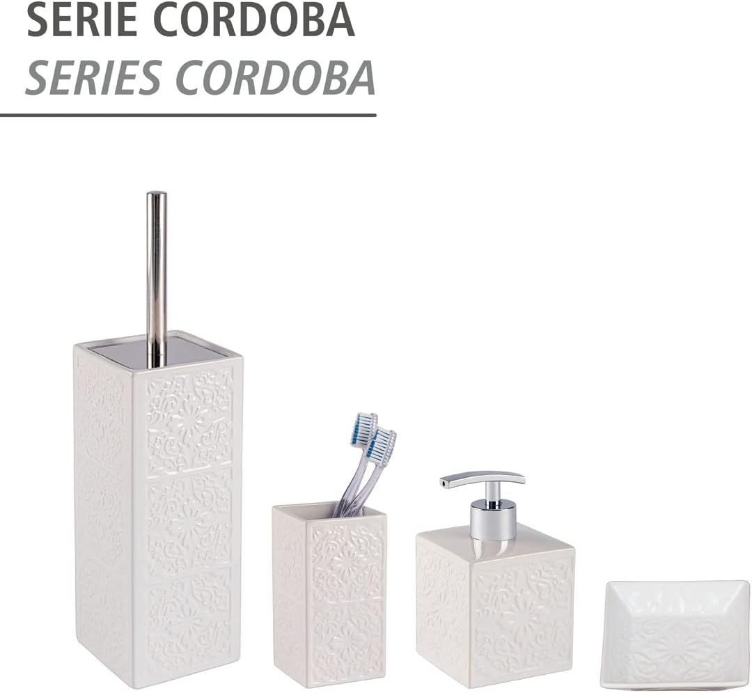 22651100 Toilet brush Cordoba White - toilet brush holder, closed form, Ceramic, 9.5 x 35 x 9.5 cm, White