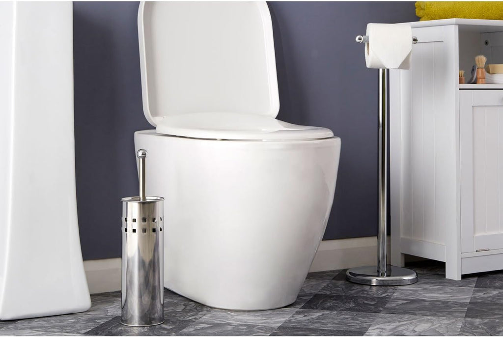 Premier Housewares Square Design Toilet Brush Holder - Stainless Steel