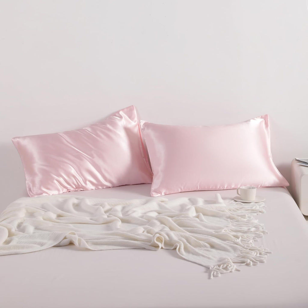 Silk Satin Pillowcases - Satin Pillowcase for Hair and Skin, Pillow Cases 2 Pack with Envelope Closure, 50x90 cm, Light Pink