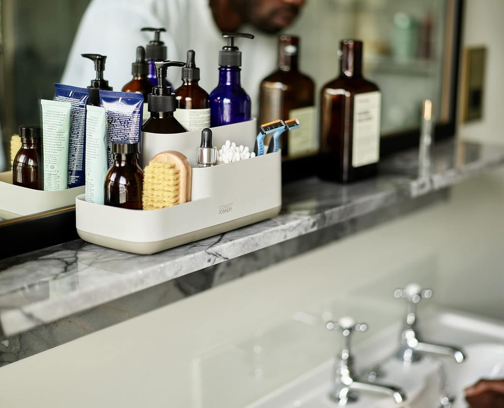 EasyStore - Bathroom Storage Caddy Organiser for bathroom accessories - Matt Finish, Ecru, Écru